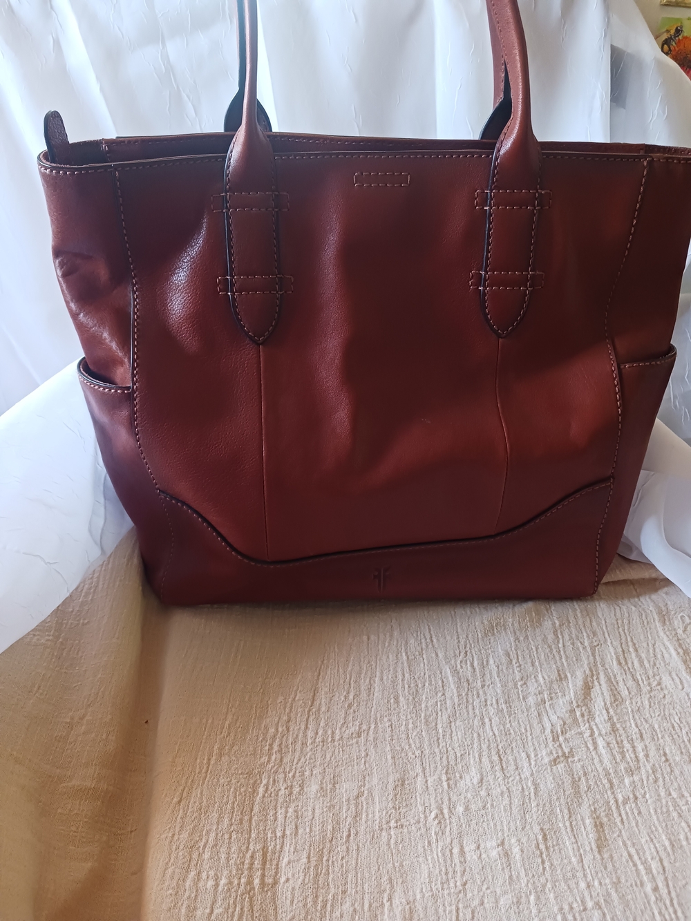 Frye Chestnut Brown Leather Satchel Tote